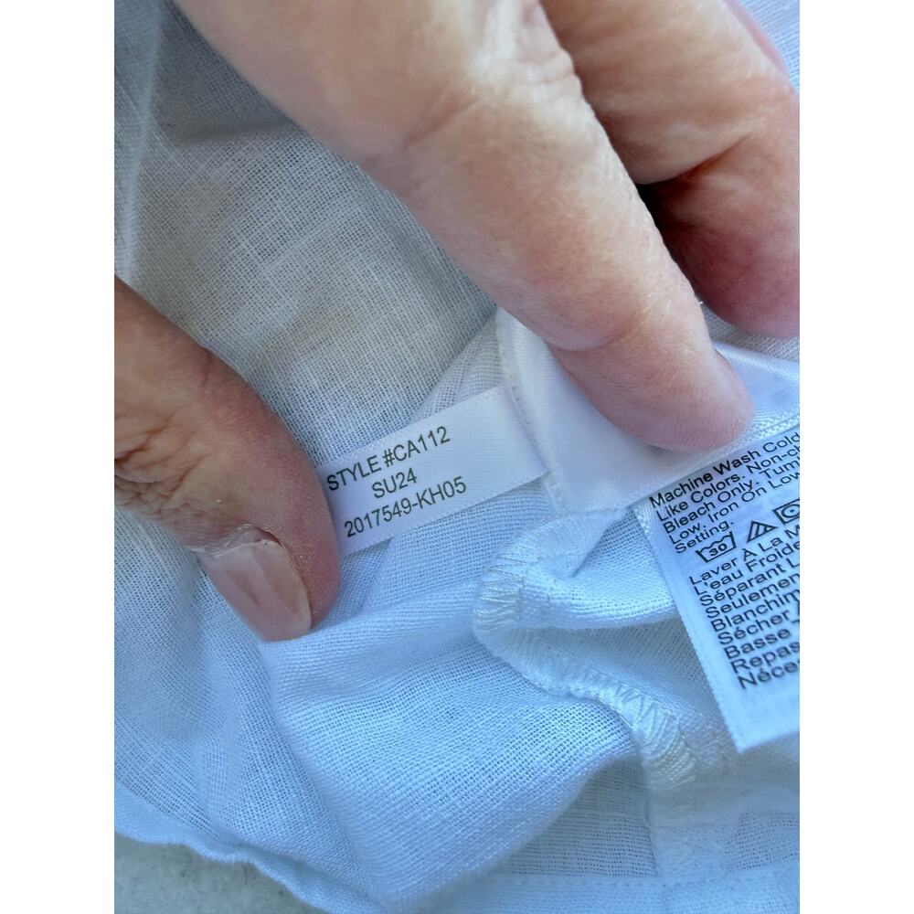 J.Crew Factory Linen-Blend Sleeveless Ruffleneck Top White (XXS) - Picture 7 of 9